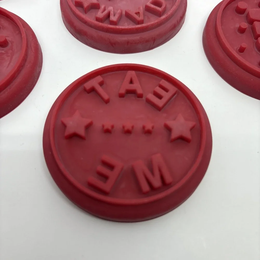6 Wooden Rubber‎ Silicone Stamp Cookie Press Circle Holiday Home Made Christmas